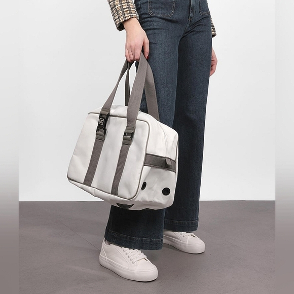 Chanel Rare Sports Line White Canvas Vintage Boston 40 duffle Carryall Tote bag - Picture 4 of 16